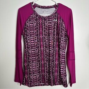 Under Armour Raglan Long Sleeve Athletic Magenta Snakeskin Top
